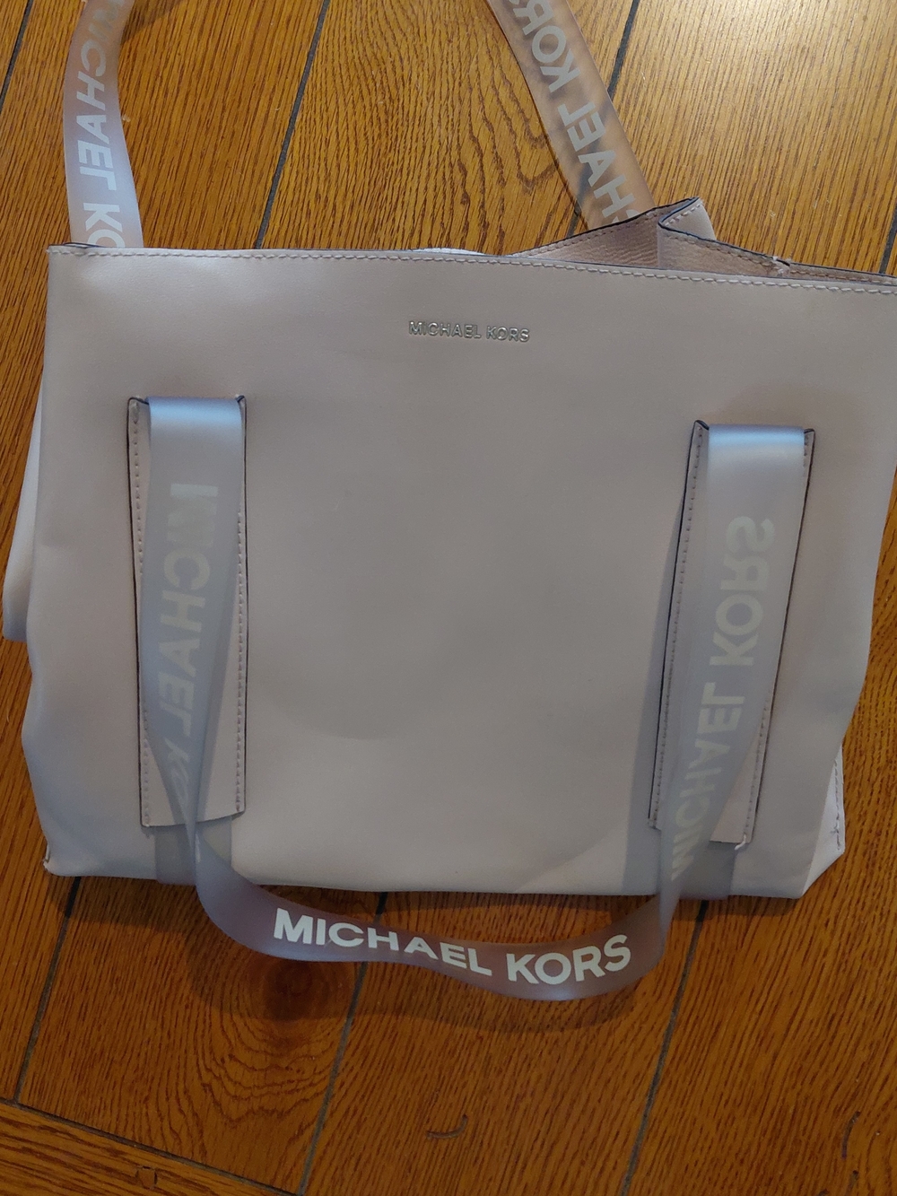 Michael Kors Light Gray Tote Bag with Logo Straps